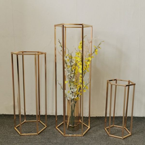 

flower vase floor vases column stand metal road lead wedding table centerpiece geometric patterns rack event party decor