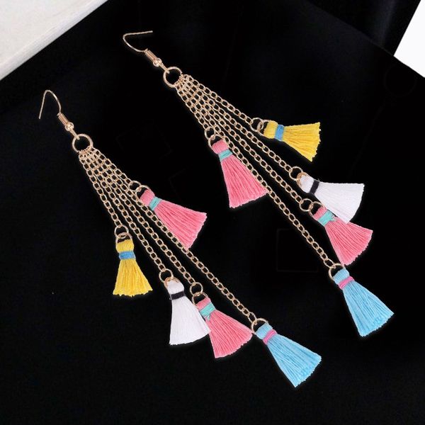 

boho drop earring spike fashion tassel dangle earring women long fringe, Silver