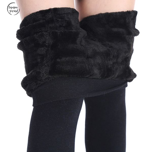 

женская winter plus кашемир леггинсы мода большой упругие размер свободного теплый супер поддельный бархат зима толстые тонкие поножи, Black