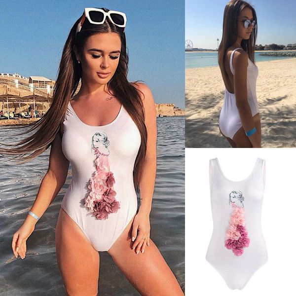 

PUDCOCO Nice Sexy Women Swimwear Bikini Beachwear Push Up Bathing One Piece Swimsuit Lady Beach Dress Hot White Suit