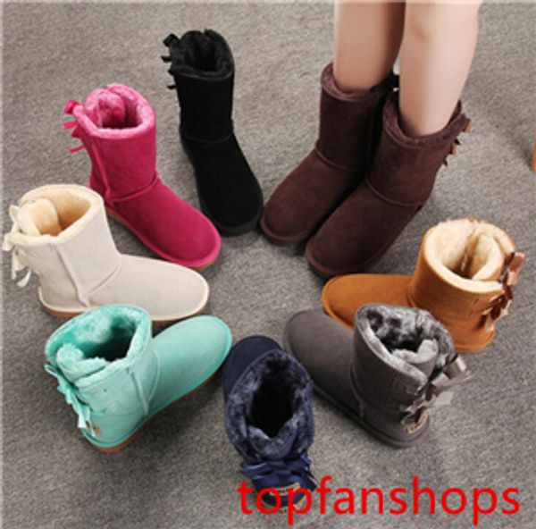 

women boots ug women snow boots australian style cow suede leather 2-bow back winter lady short boots