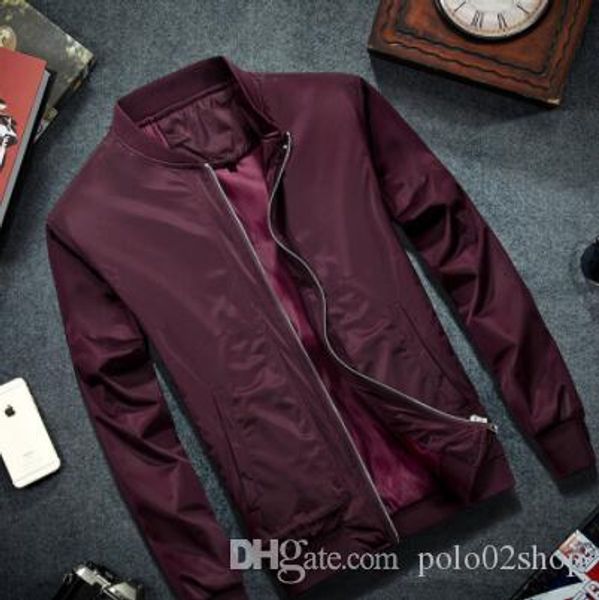 

2019 brand mens bomber jacket thin men baseball jackets coat solid color casual jacket overcoat for male clothing