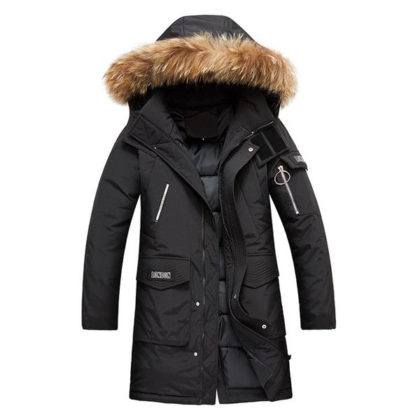 

men winter jacket thick warm fashion hooded casual detachable cap jacket long parker coat plus size 4xl, Black