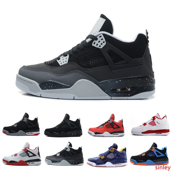 

drop shipping release men new shoes 4 4s shoes bred black-cement grey-fire red 3084 metallic silver platinum spoports sneakers us8-us13