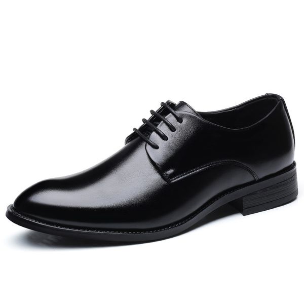 

men's classic derby dress leather shoes oxford zapatos lace up formal business lightweight wearable breathable footwear, Black