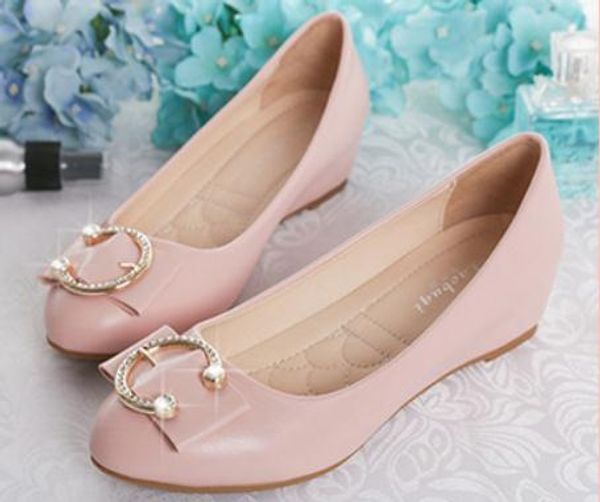 

2019 women's shoes in spring and autumn with new style slope heel round head bowknot@2145, Black