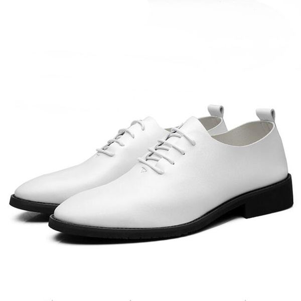 Formale Bestman-Schuhe für Herren, weiße Herren-Hochzeitsschuhe aus Leder, spitze Zehen, britische Jugend-Derby-Schuhe für Herren