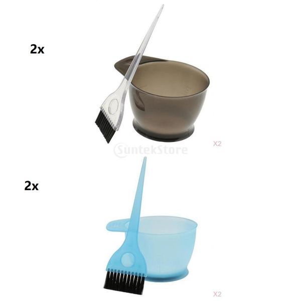 

4x salon hair dye color brush and bowl set tools for mixing dying coloring