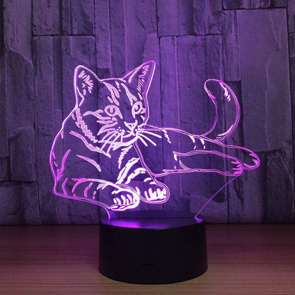 

cat 3d night light touch switch led animal lamp 7 colors usb illusion desk lamp home decor as kids toy birthday party gift