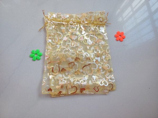 

gold heart organza bags 20x30cm 300pcs jewelry packaging display bags gifts drawstring bag pouch jewelry bag for bracelets