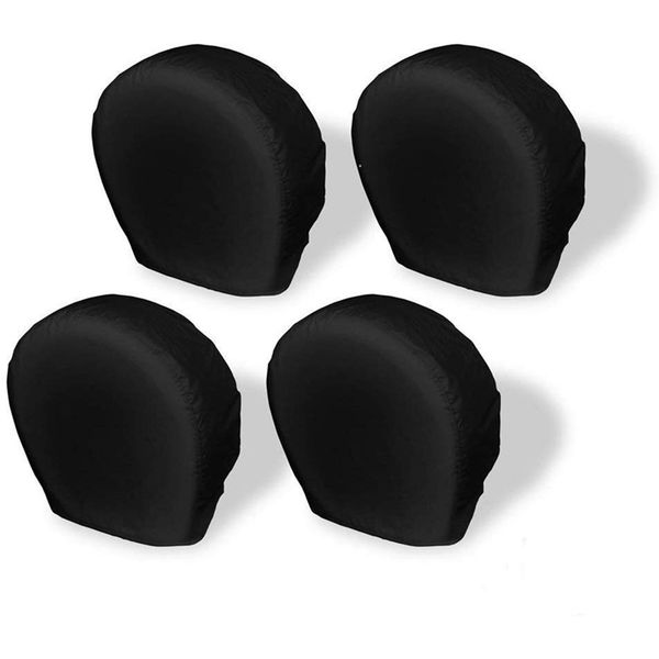 

tire covers 4 pack - vinyl tire wheel protector for truck, suv, trailer, camper, rv - universal fit diameters black