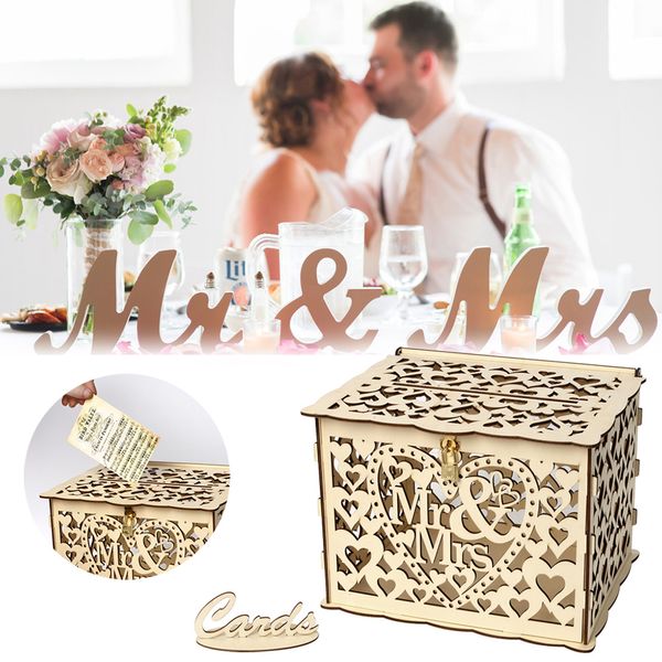 

diy wedding gift card box with lock rustic wood gift box card holder wooden money with lock for wedding anniversary party