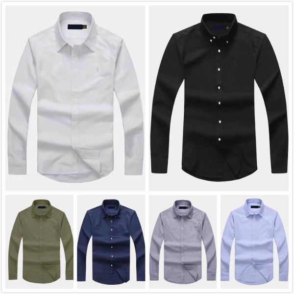 

новый ральф мужская рубашка лорен мужская дизайнерская рубашка роскошный оксфорд ткань сгущает зимняя рубашка сплошной цвет высокое качество, White;black