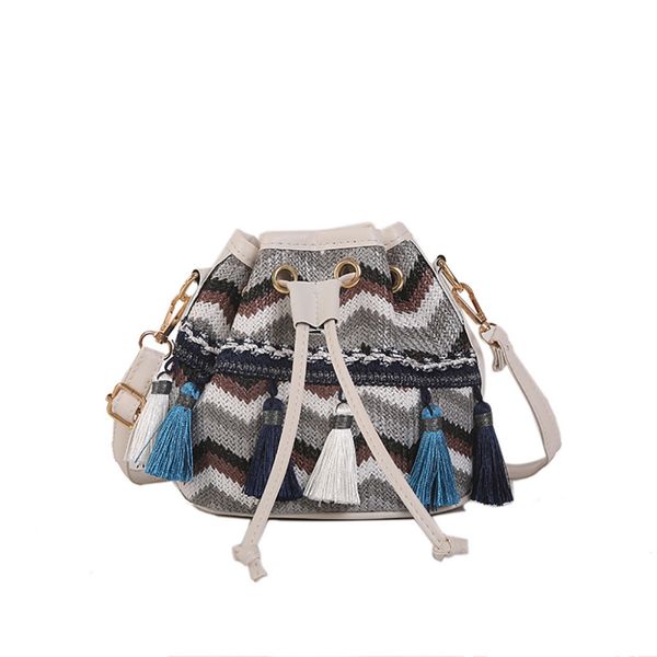 

women boho bucket bag handmade straw cross body bag fashion boho drawstring cross body bags laies shoulder bags handbags #15