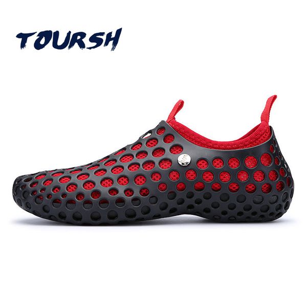 

new summer men fashion flats hollow out hole couple water shoes beach breathable sandals light casual beach shoes soft masculina, Black