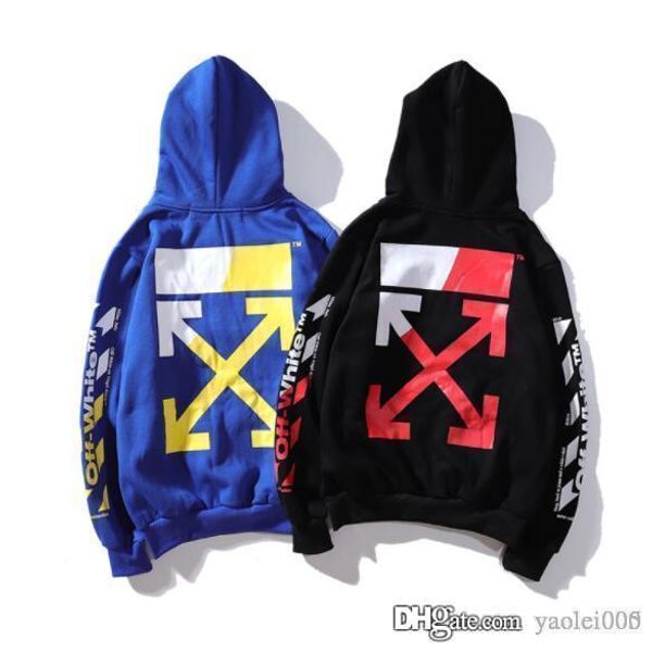 

cotton sweater european and american street clothing trend new string logo arrow men's fashion printing outdoor casual sports hoodie, Black