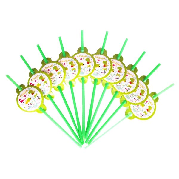 

10pcs/set straw dinosaur party decoration disposable tableware drinking straws boy party supplies birthday other event party supplies