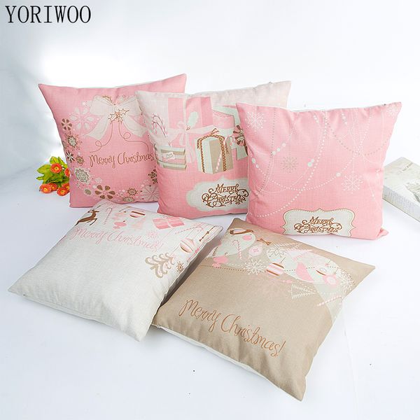 

yoriwoo merry christmas pillow case pink santa claus cushions for sofa xmas pillowcase christmas decorations for home 2018 gift