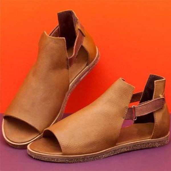 

2020 new women sandals flats pu leather vintage ladies sandals female shoes woman open toe non-slip sandalias mujer plus size, Black