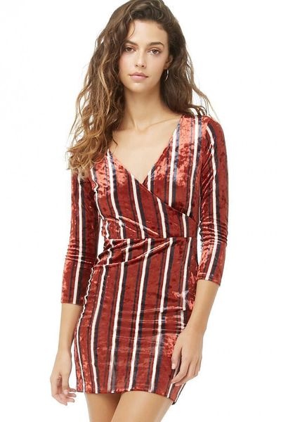 

womens designer deep v-collar velvet printed striped dress, Black;gray