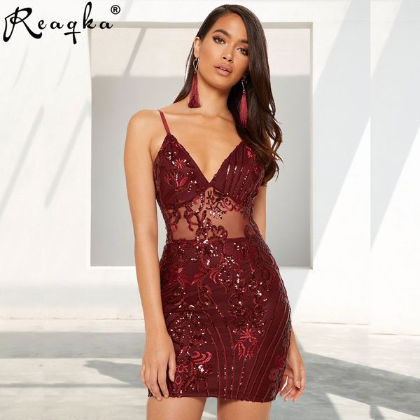 

sexy see through sequin dress women sparkling v образным вырезом повязка летнее платье элегантный золотой красный ночной клуб вечерние плать, Black;gray