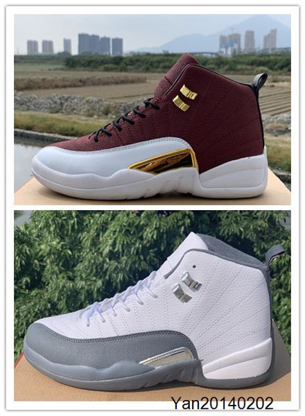 

wholesale with box 2019 new game ball grey xii 12s high men basketball shoes outdoor trainers size 7-13