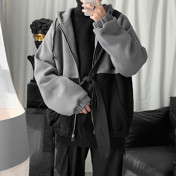 

с капюшоном пальто свитера мужского приливом ins порт ветер harajuku стиль куртка корейской версией 2020 нового рыхлой дикого кардигана, Black;brown