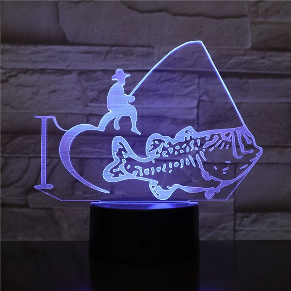 

3d lamp visual the sport fishing bedside decoration 7 color with remote touch sensor led night light lamp unique gift for child