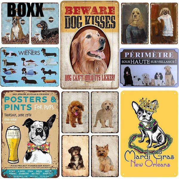 

cute dogs plaque metal vintage tin sign pin up shabby chic decor metal signs vintage bar decoration metal poster pub enamel vintage plate