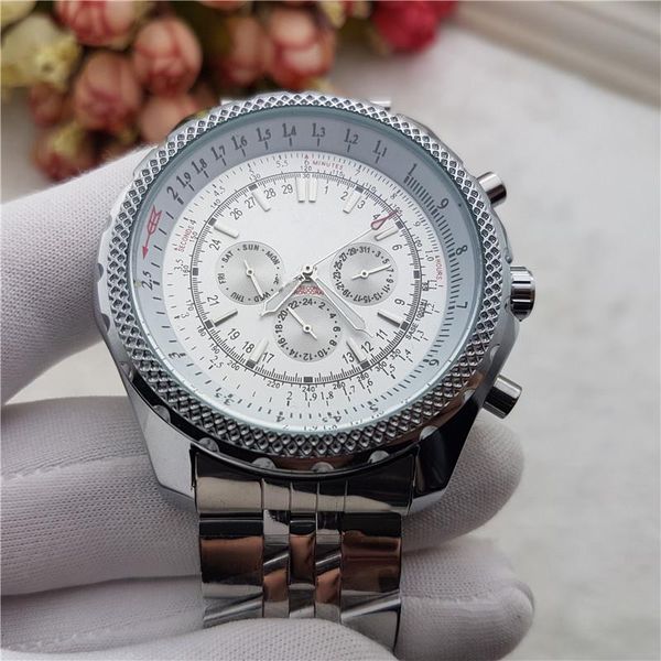 

new business luxury automatic mens designer navitimer watches all stainless steel white fashion watch ing, Slivery;brown