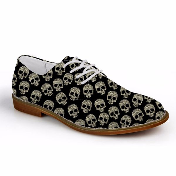 

customized 2019 spring new style men oxfords shoes 3d cool skull black men's fashion flats oxford shoes for man leather