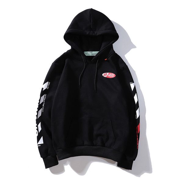 

C9170 2019 autumn new men 039 and women 039 with tring letter arrow hooded ve t coat plu velvet, Black