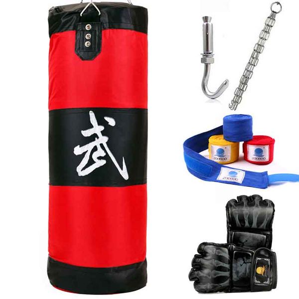 

100cm boxing punching bag fitness sandbags striking drop hollow empty sand bag with chain martial art training punch target
