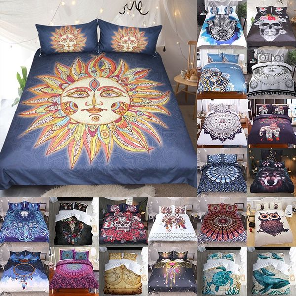 

3d printed bedding sets 3pcs/set bohemia cartoon duvet cover pillowcases home bedding supplies christmas decorative gift an2269