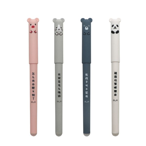 

cartoon animals erasable pen 0.35mm cute panda cat magic pens kawaii gel pen for school office writing supply novelty stationery girls gifts