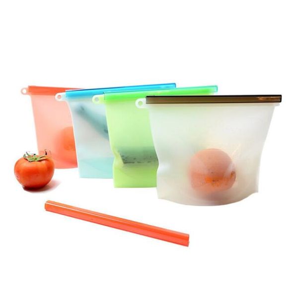 

reusable silicone food fresh bags wraps fridge food storage containers refrigerator bag kitchen colored ziplock bags 4 colors ing