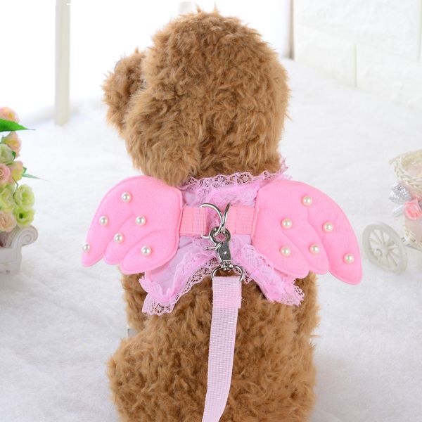 

cute angel wings dog vest harness cozy adjustable puppy cat chest strap leash small dog chihuahua teddy traction supplies