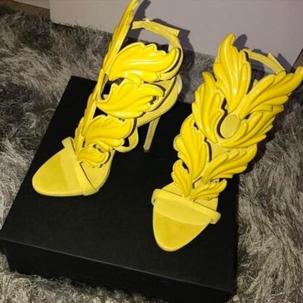 

удивительные lady angel wings black nude тонкие высокие каблуки сандалии гладиатор рим клин женщины golden leaf кожа насосы обувь скидка