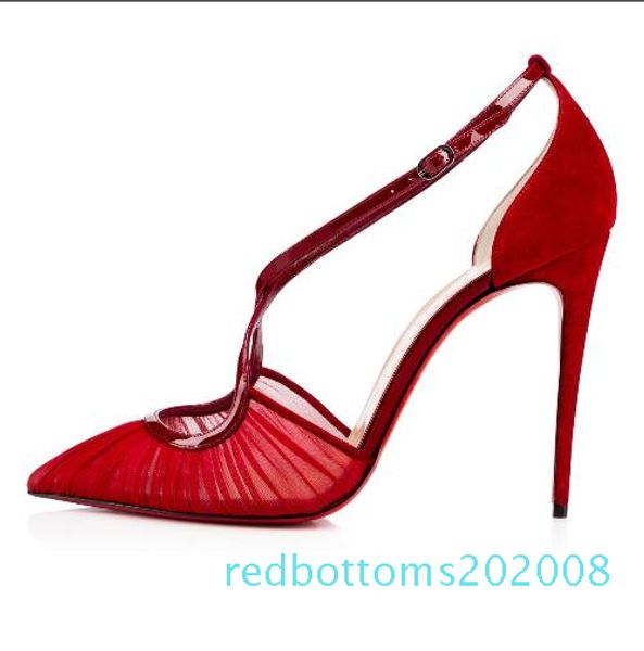 

new women cross mesh high heel sandals genuine leather women buckle stiletto heel sandals party t-stage catwalk shoes r08, Black