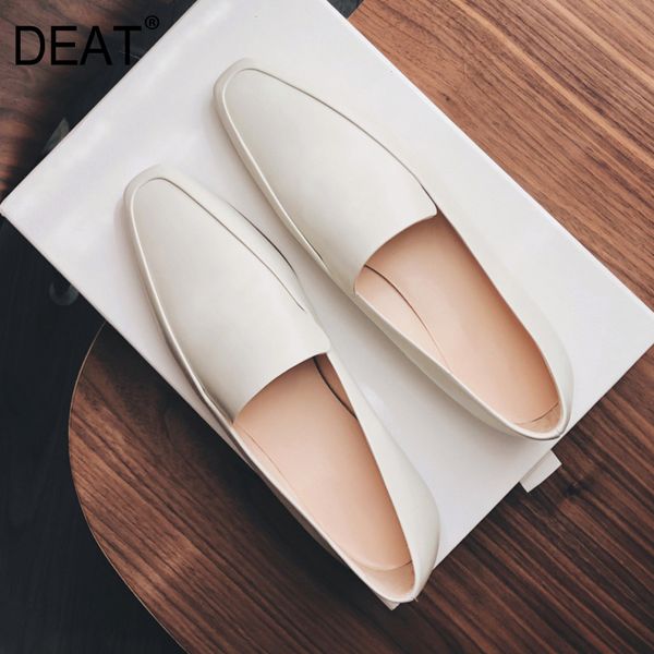 

deat] 2020 square toe shallow simple casual temperament pu leather single flat shoes women new spring autumn fashion 10f872, Black