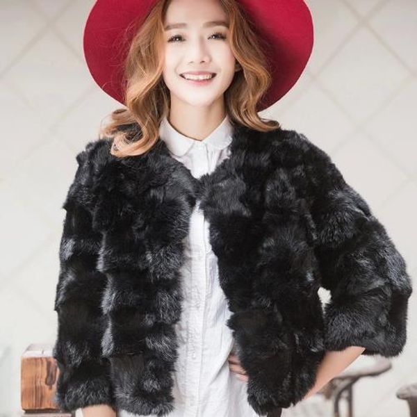 

furry women coats 2019 vetement winter furry fur coat women o neck fur secy short coats jacket feminino m505, Black