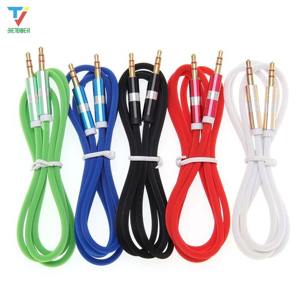 

300pcs/lot 3.5 jack audio cable male/male pure color lf stripe shell aux cable for iphone car headphone speaker wire line aux cord