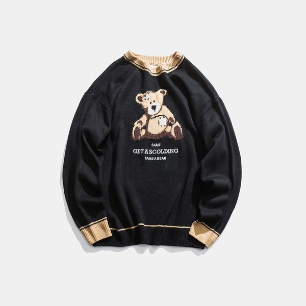 2021 Teddy Bear Pattern Knitted Sweater Lover Winter Vintage Casual Cute Bear Sweaters Women 