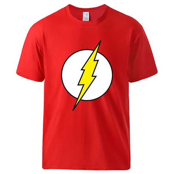 

the big bang theory flash print mens t shirts cotton summer short sleeve 2020 man brand hip hop streetwear homme black tee, White;black