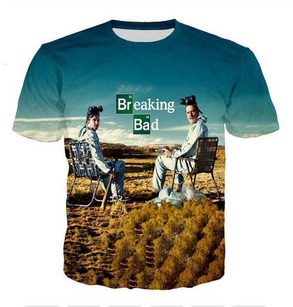 

summer style men women short sleeve shirt breaking bad 3d digital print t-shirts for tees shirts loose casual tees r0135, White;black