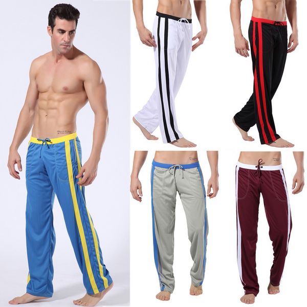 

four seasons men striped straps summer breathable fashion sport straight pants casual loose sweatpants m1002, Black