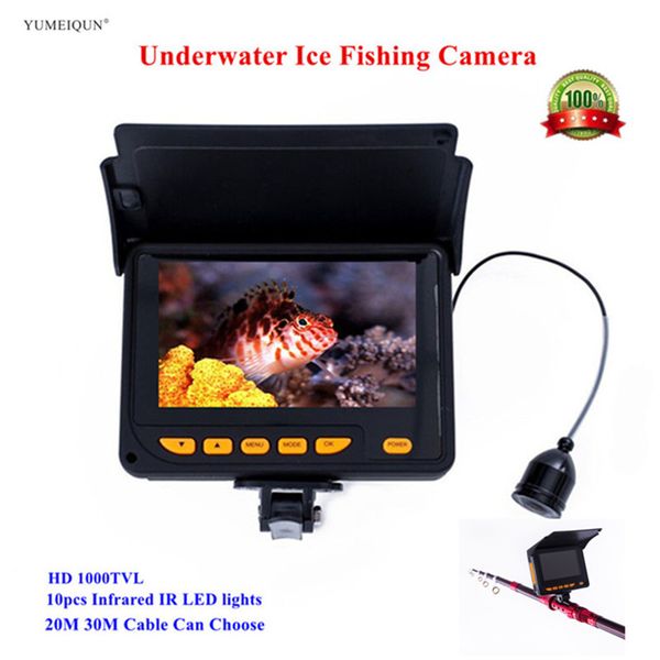 

20m 30m hd 1000tvl underwater ice fishing fish camera video fish finder 4.3" lcd 8pcs ir led 150 degre camera fishfinder
