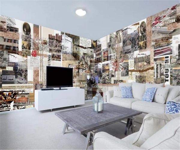 

europe and america nostalgic personality street view stitching full house tooling wall decoration interior mural wallpaper