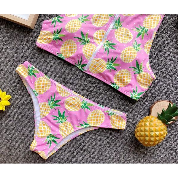 

бикини ананас печати бикини горячий продавец молния дамы, White;black