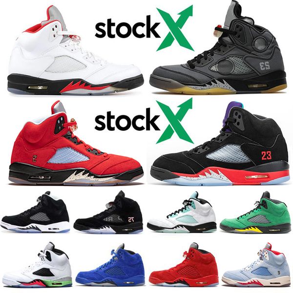 

stock x shoe 5 5s 3 black metallic black grape oreo fire red basketball shoes white cement trainers sneakers size 7-13